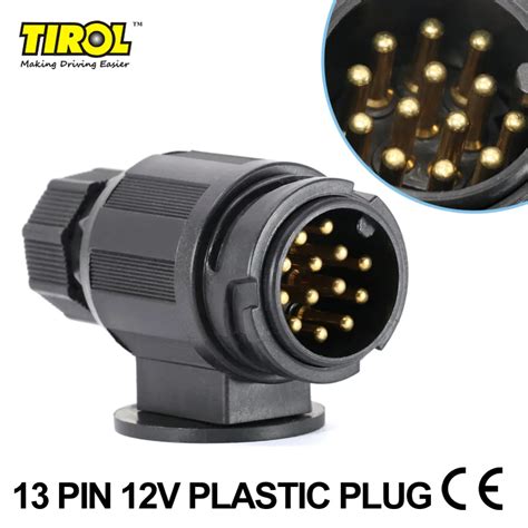tirol  pin trailer plug black plastic  pole trailer connector  towbar towing socket