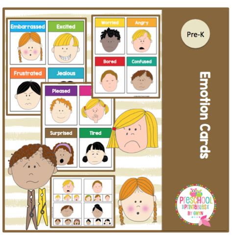 emotion cards preschool printables