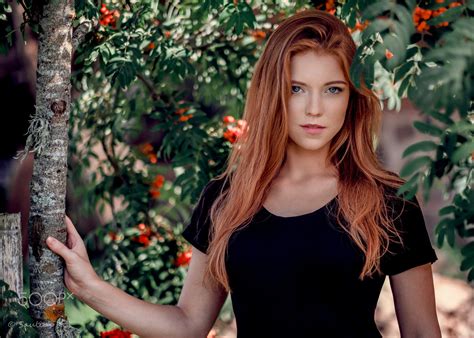 Wallpaper Face Trees Women Outdoors Redhead Model