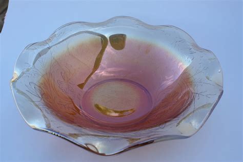 9 Ruffled Bowl Louisa Iridescent By Jeannette Glass Floragold