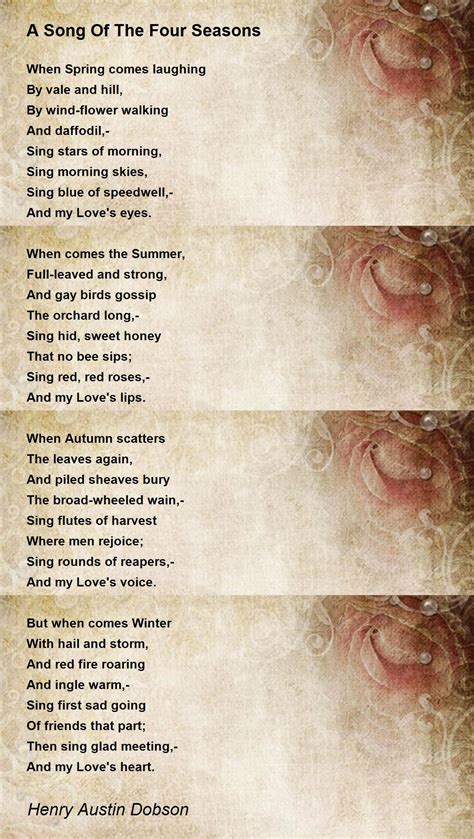 song    seasons poem  henry austin dobson poem hunter comments