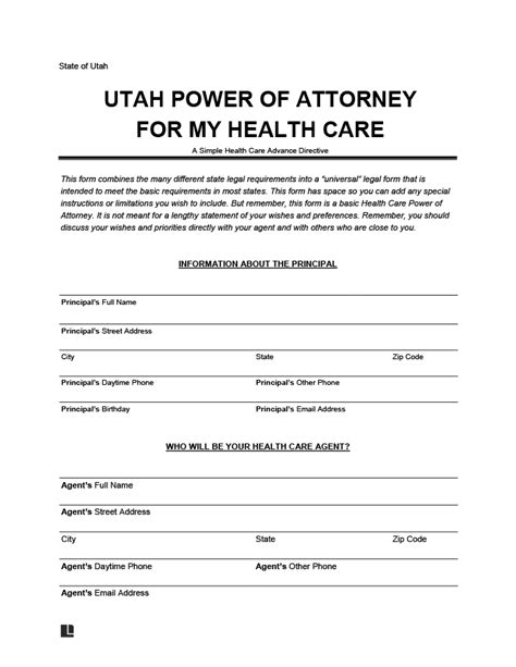utah medical power  attorney  word legal templates
