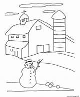 Coloring Winter Snowy Pages Barn Printable Sheets Activity Snowman sketch template