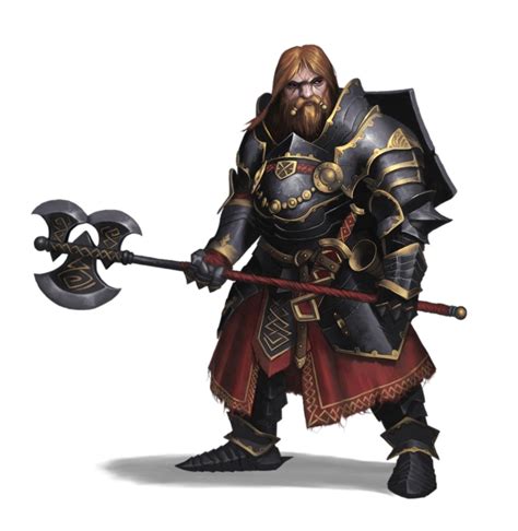 Male Dwarf Fighter With Greataxe And Plate Armor
