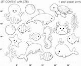 Sea Coloring Animals Pages Ocean Printable Animal Creatures Drawing Marine Life Underwater Deep Color Realistic Print Water Pixel Real Creature sketch template