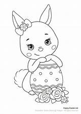 Coloring Easter Egg Holding Bunny Cute Pages Happy Printable Print Markers Pencils Colored Then Color Click sketch template
