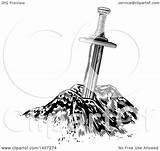 Sword Stone Excalibur Coloring Pages Clipart Illustration Vector Trending Days Last sketch template