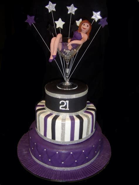 Bling Martini Glass 21st Birthday Cake