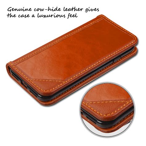 apple iphone   wallet brown genuine real leather myjacket wallet case cellphonecasescom
