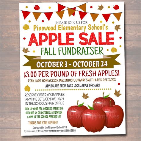 apple sale fundraiser flyer tidylady printables