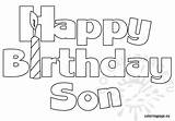 Son Birthday Happy Coloring sketch template