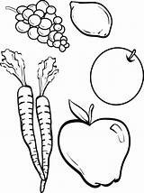 Vegetables Coloring Fruit Pages Vegetable Kids Fruits Printable Food Drawing Clipart Print Nutrition Colouring Preschool Book Healthy Fall Color Sheets sketch template