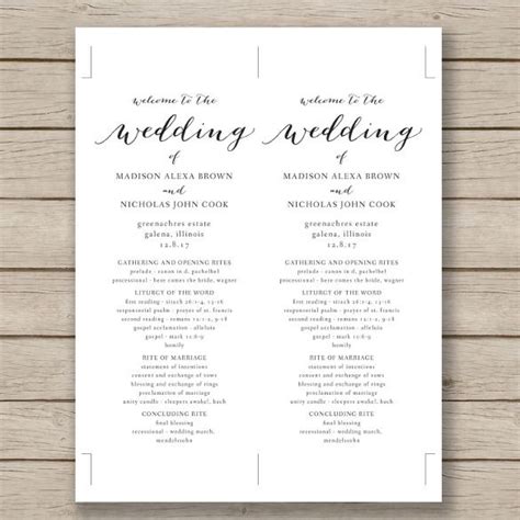printable wedding program templates word  printable templates