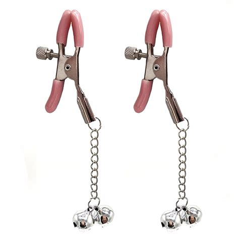 1 Pair Metal Nipple Clamps With Bells Short Chain Nipple Clamp Bdsm