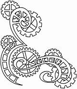 Gears Cogs Clockwork Clocks Rouages Brodeuse Feerique Dessiner Lettrage Biomécanique Imprimable Etiquette Tatouage sketch template