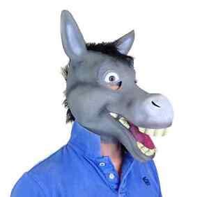 happy donkey animal mask full head latex fancy dress shrek costume