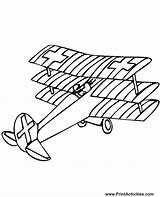 Coloring Pages Airplane Triplane War Wwi Plane Drawing Outline Ww2 Color Aircraft Airplanes Sheets Red Baron Kids Triplanes Tri Print sketch template