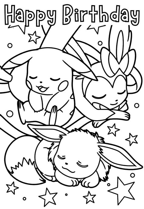 awesome pokemon birthday coloring pages cards