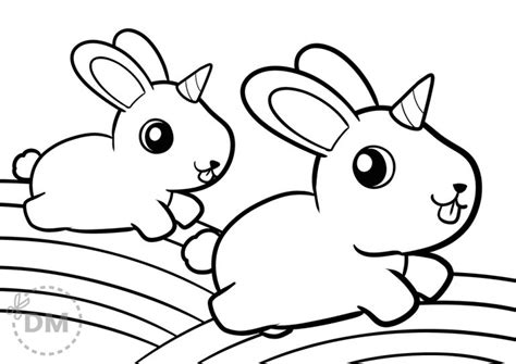 cute rabbit  unicorn friends coloring page diy magazinecom