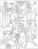 Embroidery Twenties Roaring Coloring Pages Patterns sketch template