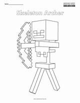 Minecraft Skeleton Coloring Pages Archer Printable Color Print Fun Search Template sketch template