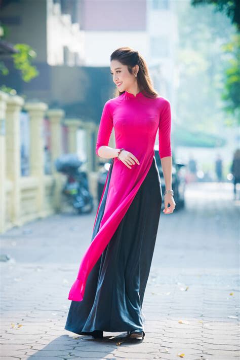 Ao Dai Vietnam Custom Made Pink Dress Black Satin Skirt