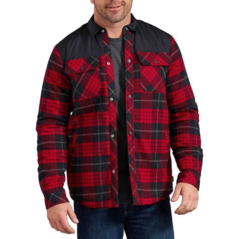 dickies mens quilted flannel shirt jacket academy