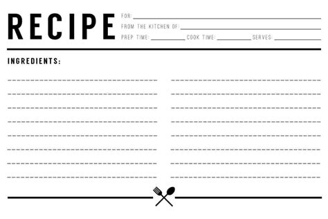 recipe card templates excel  formats