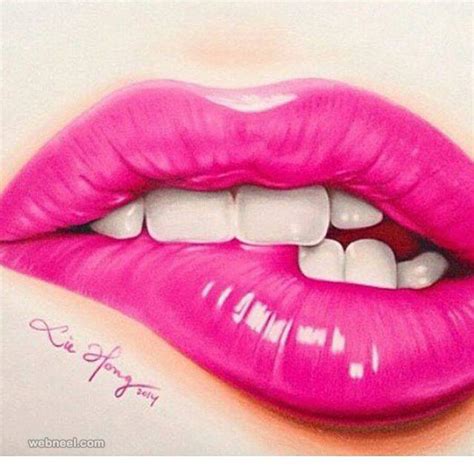 lips color pencil drawing  liehong