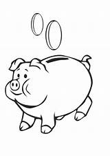 Coloring Piggy Bank Template sketch template