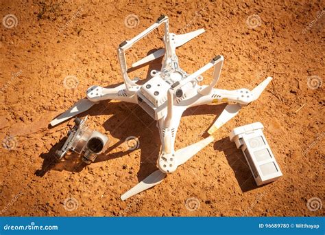crashed drone stock photo image  quadcopter aerial