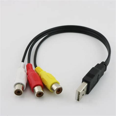 pcs usb male   rca female plug adapter audio converter video av cable wire cord usb  rca