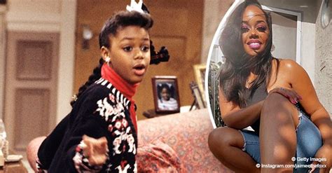 family matters actress jaimee foxworth poses   st  day   black top denim shorts