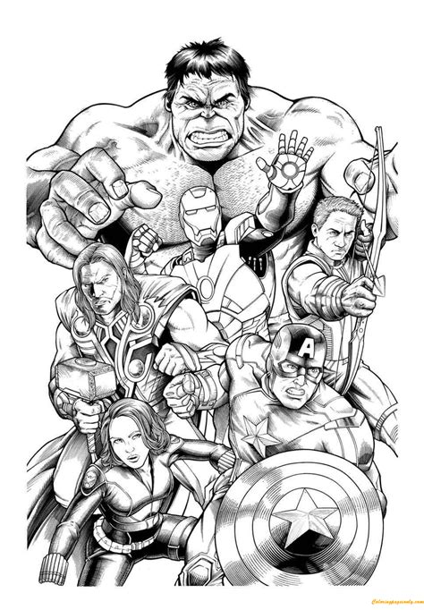 team members  avengers coloring page  printable coloring pages