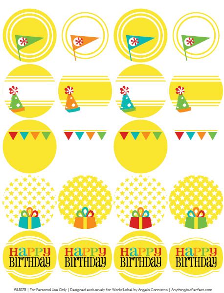 retro happy birthday printable labels set  printable labels