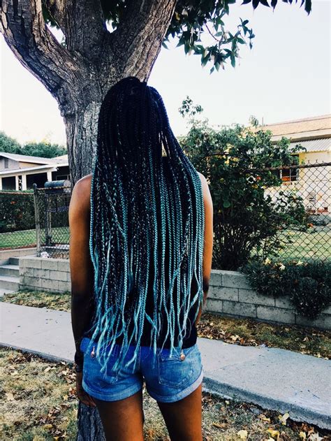 turquoise box braids braided hairstyles ombre blue