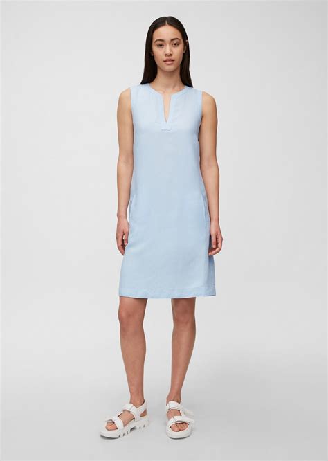 jurk van lyocell en linnen blauw jurken marc opolo