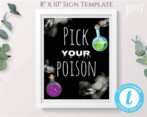 pick  poison sign template halloween decor halloween etsy sign