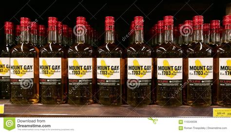 bottles of mount gay rum editorial stock image image of