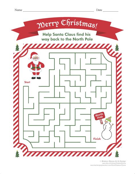 christmas maze printable game instant