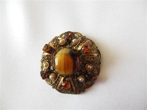 vintage brooch  germany art glass rhinestone filigree etsy vintage brooches brooch