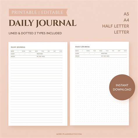 day  journal templates