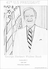 Coloring President Bush George 41st Walker Herbert Teenagers Sheets sketch template