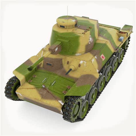 3d Model Tank Type 97 Chi Ha Vr Ar Low Poly Obj 3ds Fbx Dae Skp Mxs