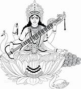 Saraswati Coloring Pages Goddess Getcolorings Print Colouring sketch template