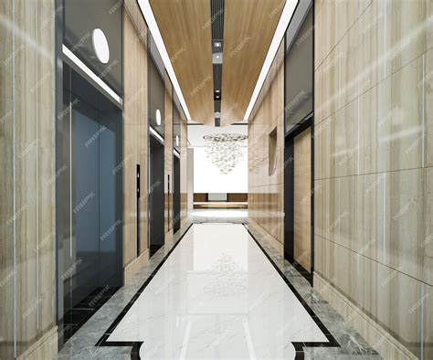 premium photo  rendering modern steel elevator lift lobby  business hotel  luxury design