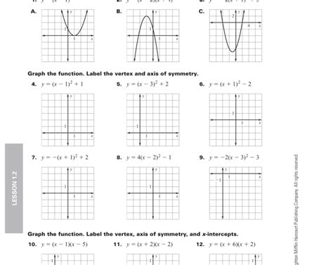 matching quadratic equations  graphs worksheet kamberlawgroup