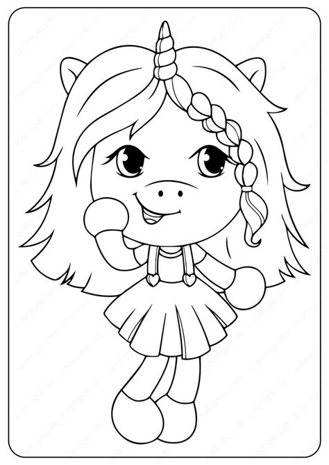 unicorn girl coloring page
