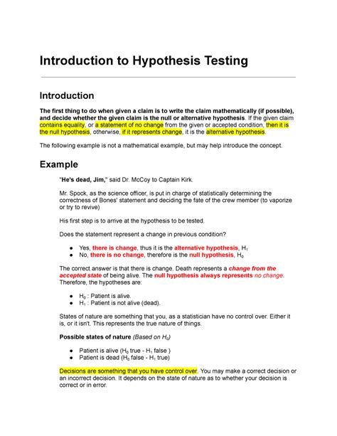 introduction  hypothesis testing introduction  hypothesis testing