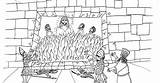 Hebrew Fiery Furnace Children Coloring Three Robin Pages Great sketch template